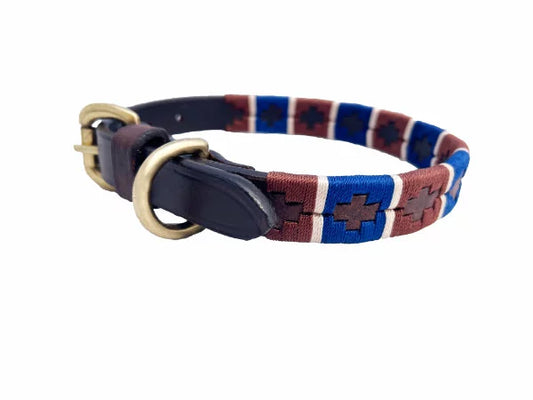 BR Polo Dog Collar (Chocolate-Navy-Champ Stripe)