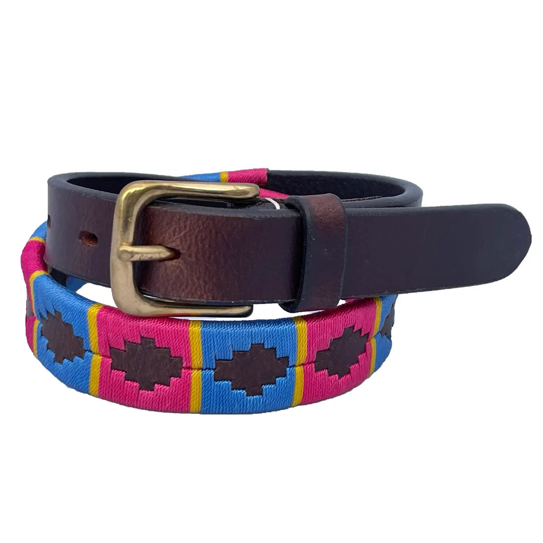 Chukka CAMILA Polo Belt SLIM (Hot Pink, Sky Blue, Yellow Stripe)